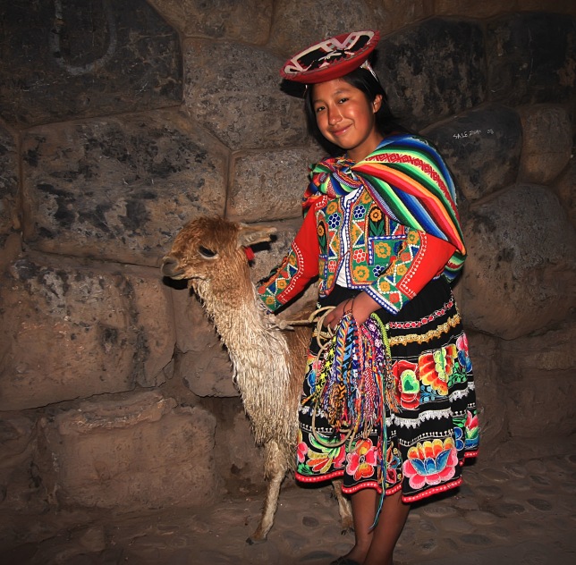 A Cuzco girl with her llama